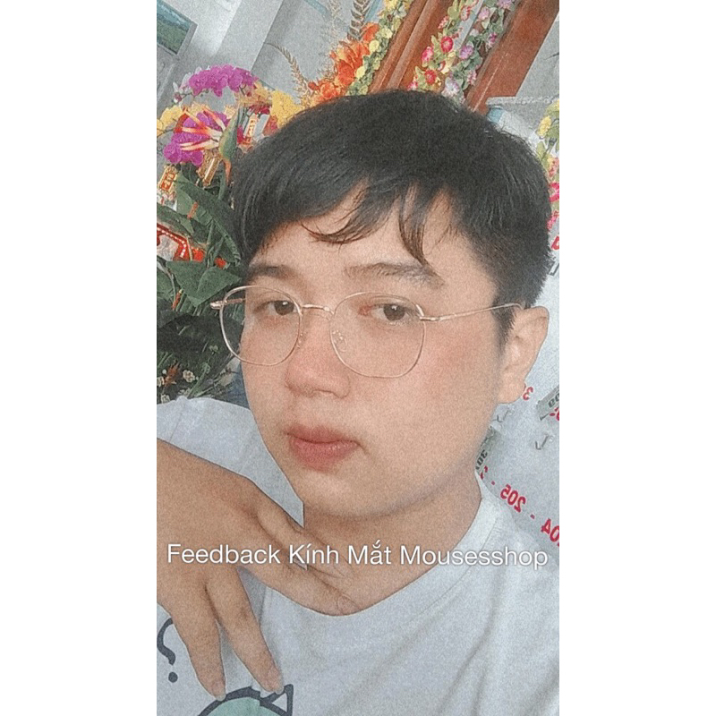 Kính mắt tròn gọng kim loại titan hợp mặt nhỏ cao mắt 4,2cm mã 2302