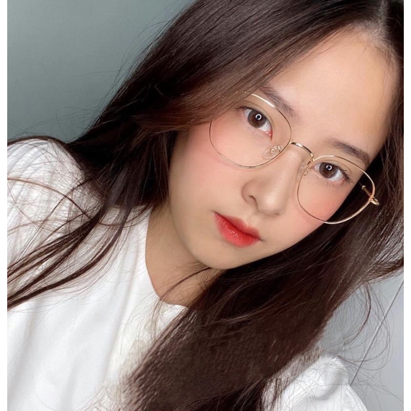 Kính mắt tròn gọng kim loại titan hợp mặt nhỏ cao mắt 4,2cm mã 2302