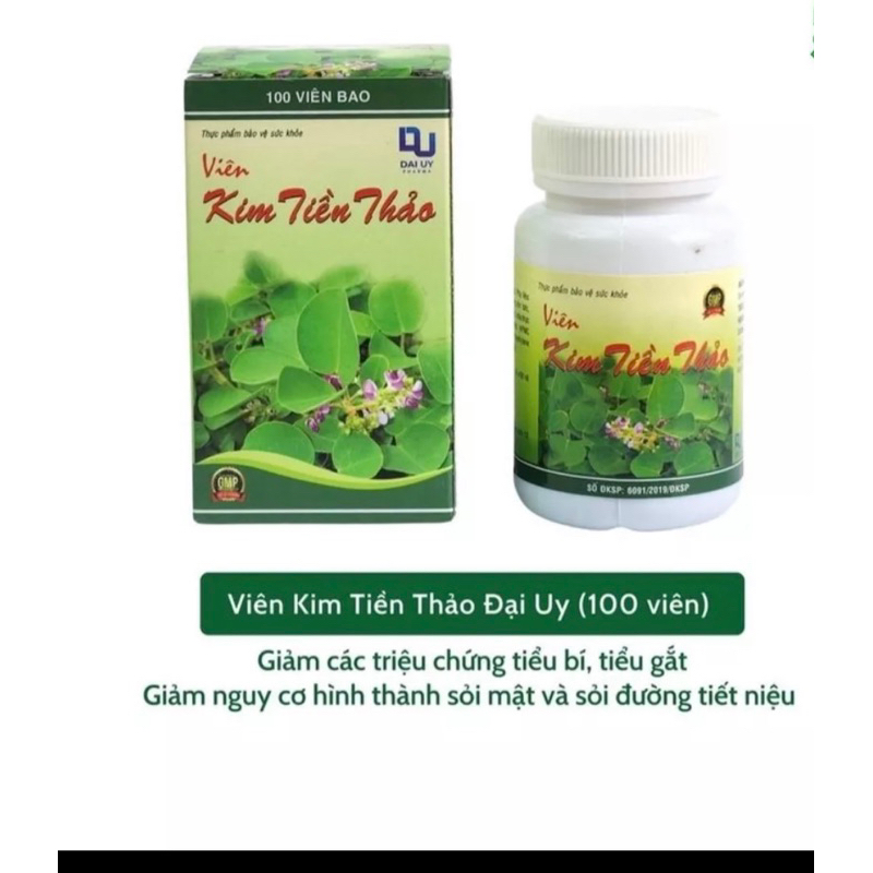 Viên KIM TIỀN THẢO chính hãng Đại Uy 100 viên - Giúp lợi tiểu, hỗ trợ giảm nguy cơ sỏi mật và sỏi đường