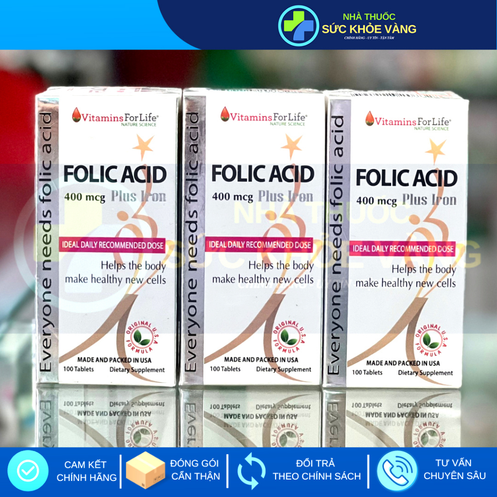 Folic Acid Plus Iron - Bổ Sung Folic Acid Cần Thiết Cho Cơ Thể, Giúp Bổ Máu, Tăng Cường Sức Đề Kháng