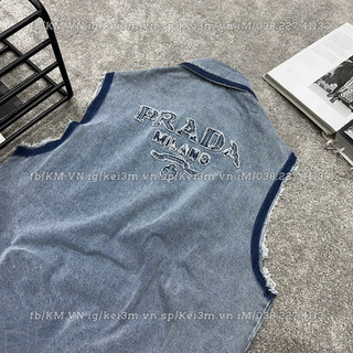 (Ảnh thật - có sẵn) Váy gile jean Prada kèm belt