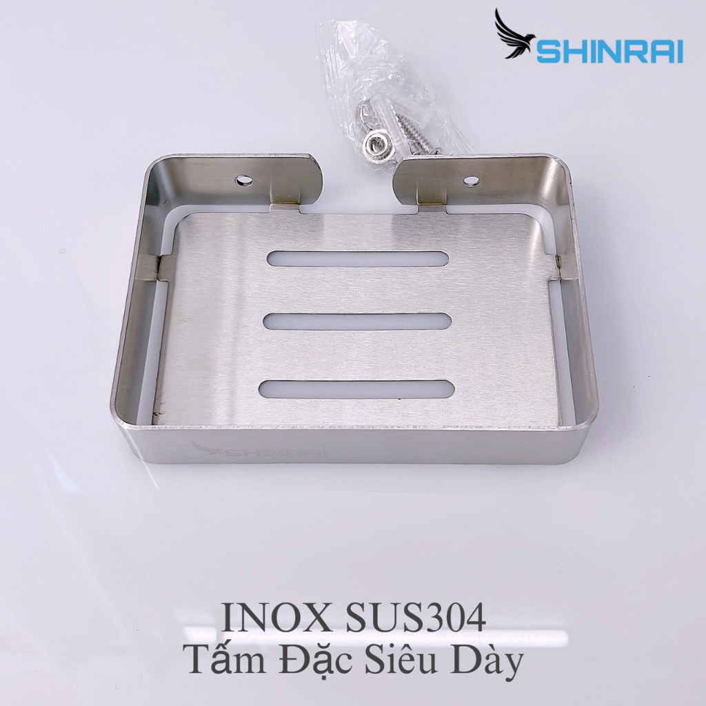 ( Dán Tường ) Khay Đựng Bánh Xà Phòng , Kệ Đựng Xà Bông Nhà Tắm INOX SUS304 Xước SHINRAI  13.5M