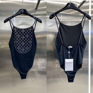 Bikini bodysuit 2 dây channel đính đá
