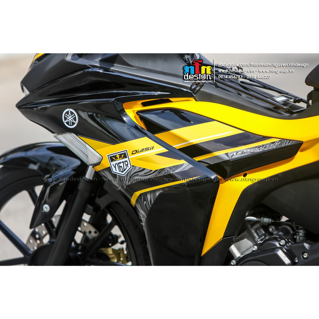 Tem rời exciter 155 đen vàng y15zr mẫu cover 2023 đẹp mắt , tem 3 lớp không bay màu