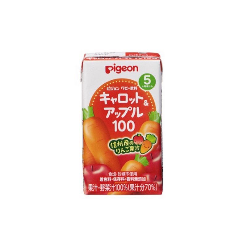 [1 hộp] Nước ép vị cà rốt và táo nguyên chất cho bé Pigeon Nhật Bản