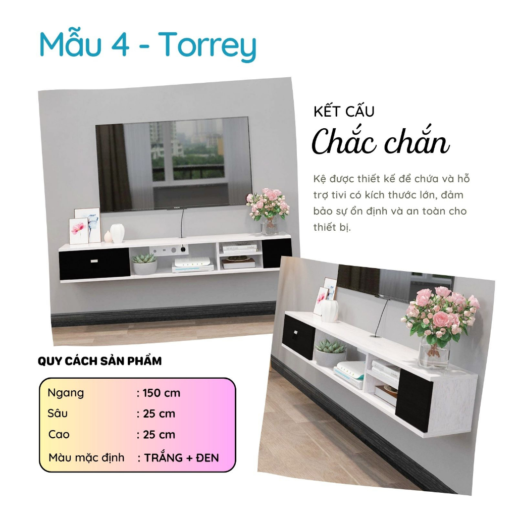 Kệ Tivi Treo Tường Phong Cách Hiện Đại Thương Hiệu SMLIFE