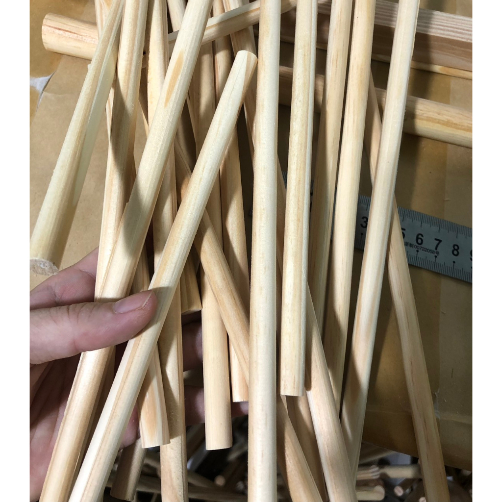 Thanh gỗ tròn, đường kính 6mm,8mm,10mm, dài 10cm, 20cm, 30cm, thanh gỗ thông, mô hình,handmade, DIY, phi 6,8,10