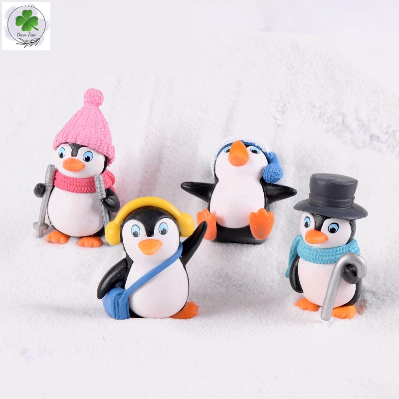 Mô hình chim cánh cụt đội nón mini cute phụ kiện tiểu cảnh trang trí sen đá, terarium,ô tô,dollhouse,bàn học