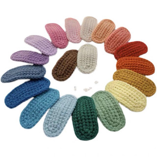 Kẹp tóc màu trơn bằng len handmade