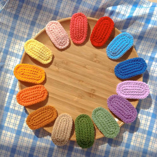 Kẹp tóc màu trơn bằng len handmade