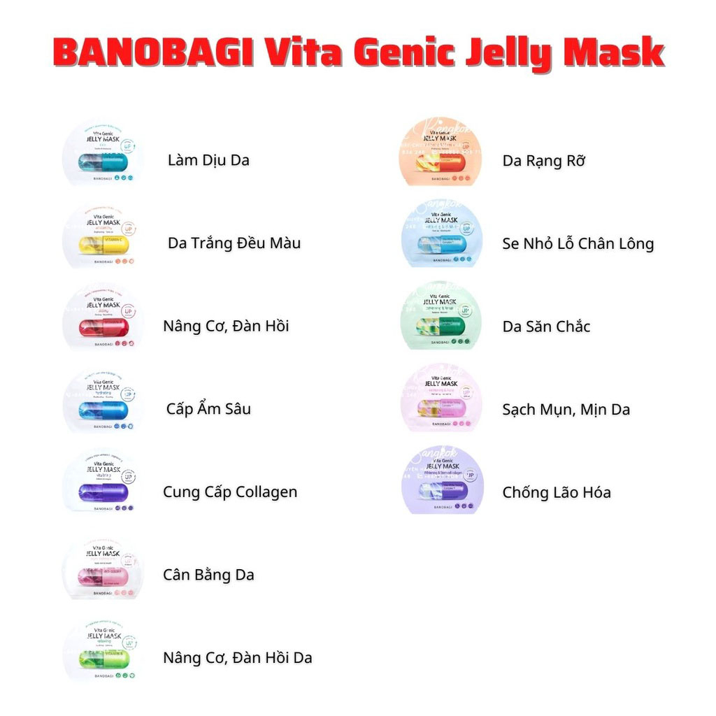 Mặt Nạ Giấy Banobagi Super Collagen Mask, Vita Genic Jelly, Stem Cell Cấp Ẩm Trắng Da Chống Lão Hoá 30ML - Wincy Mart