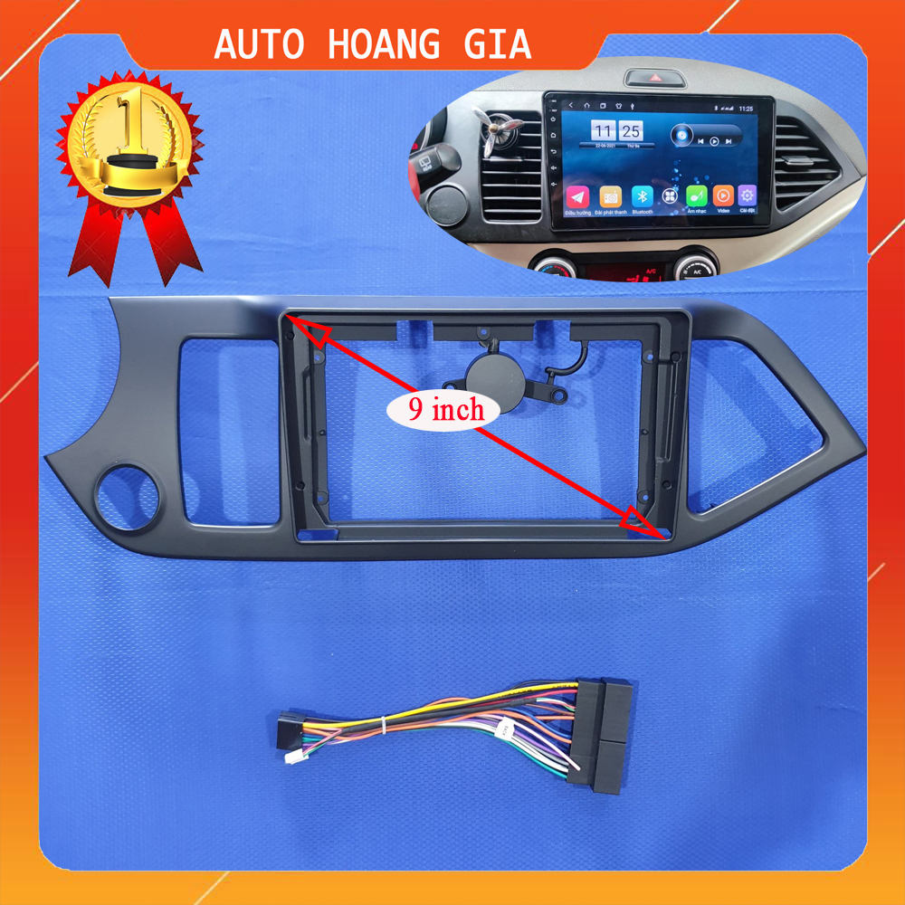 Mặt dưỡng Kia Morning 2011-2019 (9 inch), Mặt dưỡng lắp đặt màn hình android 9 inch cho dòng xe kia morning