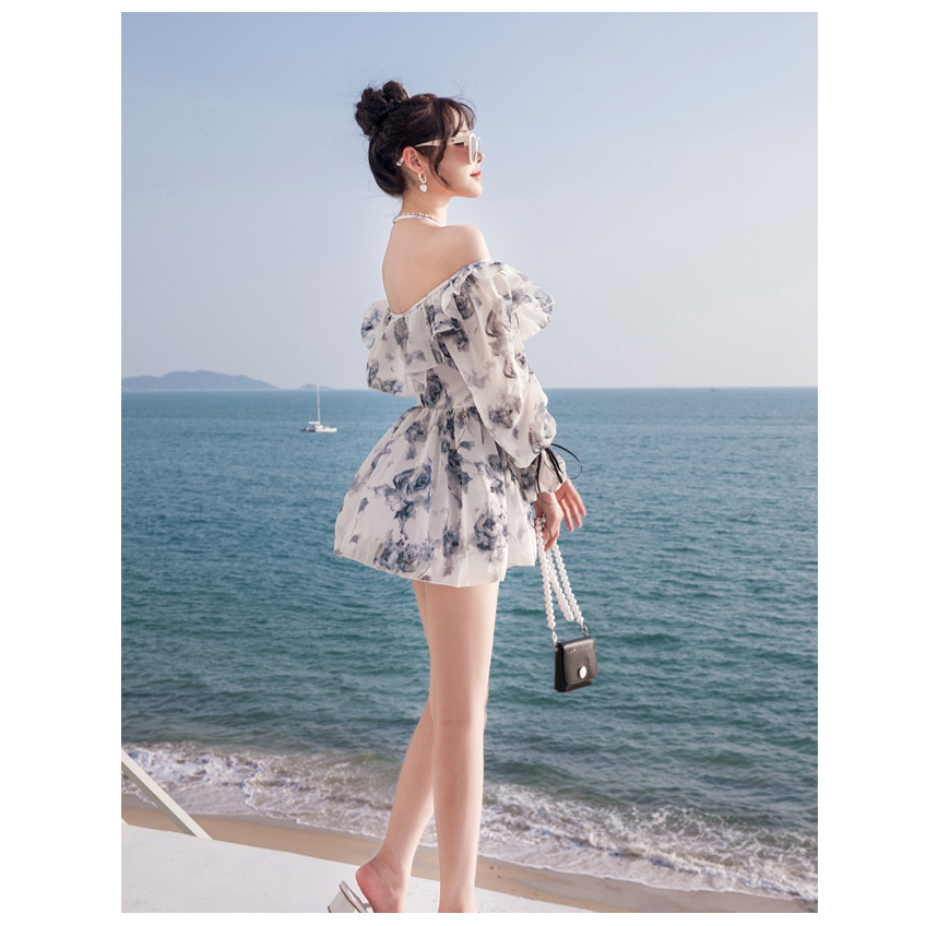 Bộ đồ bơi Váy một mảnh bikini thời trang gọn eo che bụng tay dài áo tắm học sinh