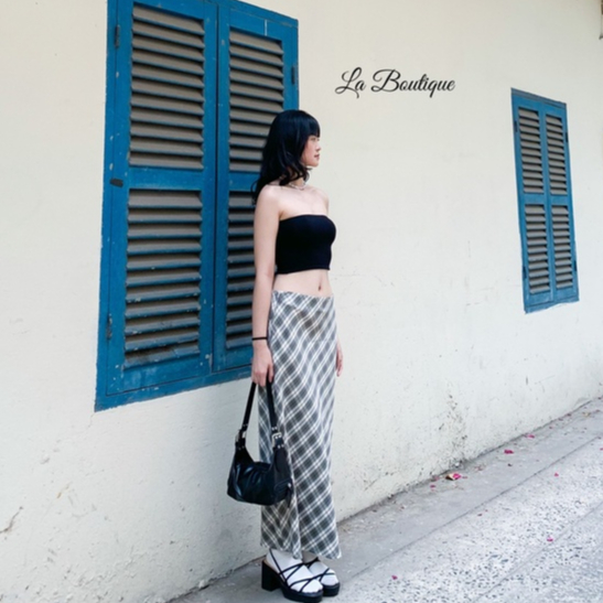 Chân váy Caro cạp trễ dáng dài La Boutique nữ tính
