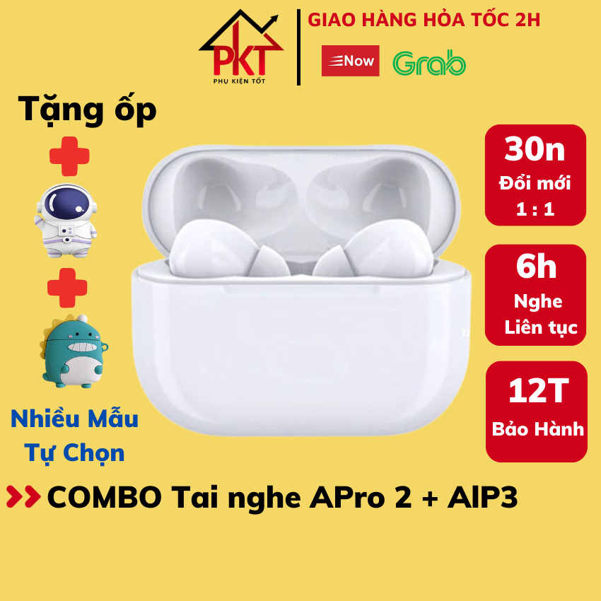 Tai nghe Bluetooth APro, AlP3 Không Dây Pin Trâu, Full Chức Năng, Định Vị, Đổi Tên, Chính Hãng PKT