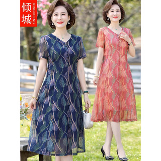 Váy Đầm trung niên nữ cho mẹ phối hoa cao cấp V81d- thời trang trung niên cao tuổi ĐTN, Sully cao cấp