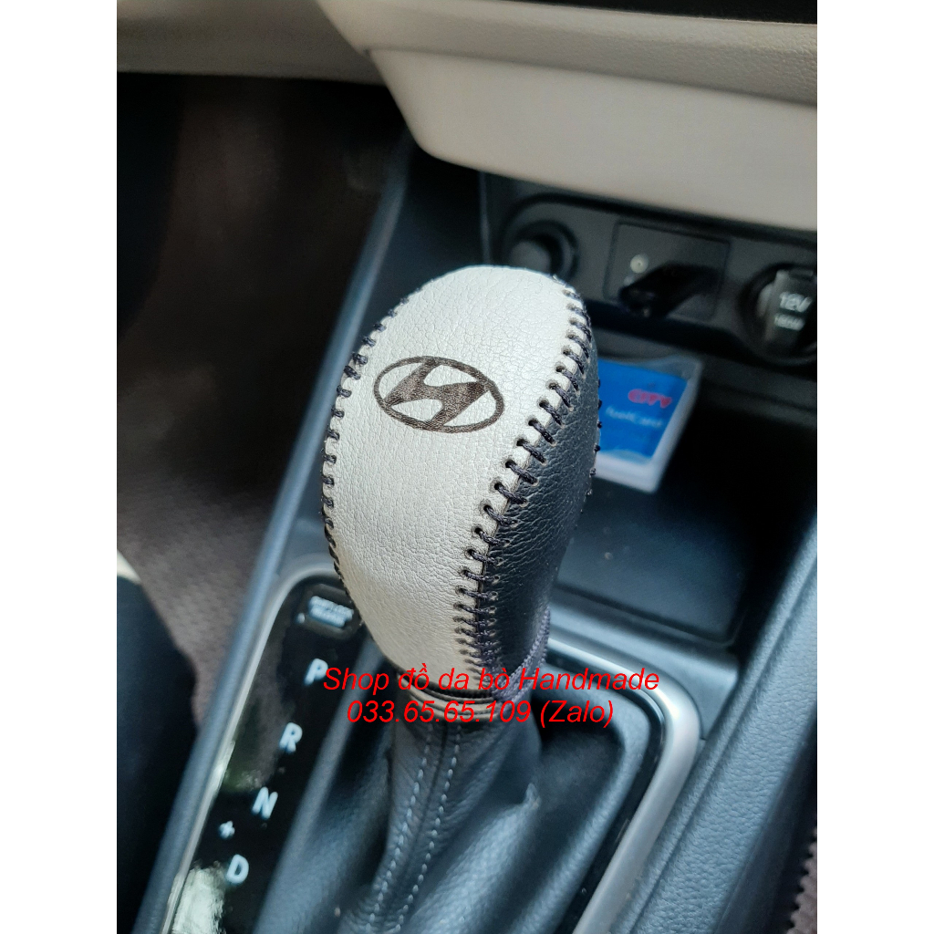 Bọc cần số + phanh tay xe Hyundai I10  bằng da thật, bảo hành 12 tháng, nhiều mầu tùy chọn