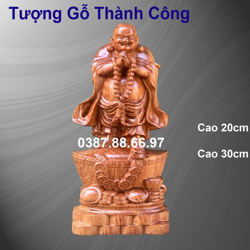 Tượng phật di lặc chúc phúc cao 20cm và 30cm gỗ hương nguyên khối