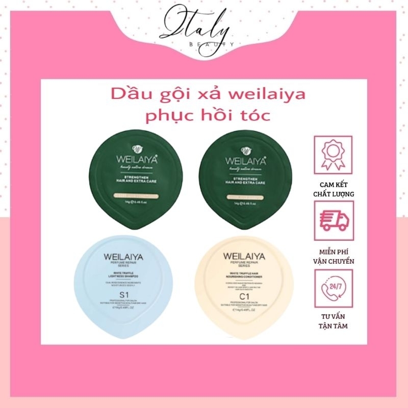 (Sét Mini) Bộ dầu gội gừng Weilaiya mẫu mới 14g, giảm rụng kích mọc tóc