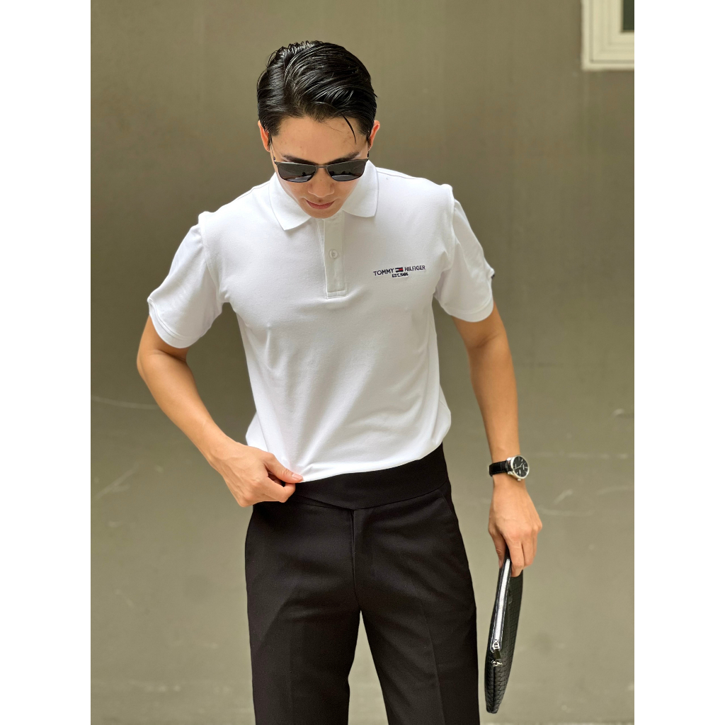 Áo thun có cổ polo tay ngắn Tom—my basic vải cá sấu co dãn 4 chiều dày dặn xuất xịn