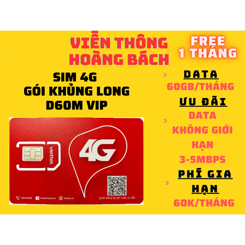 Sim 4G Viettel Tỷ GB Full data tốc độ cao D60M/D90M/D120M/D150M/SD125/SD150C/SD200 SIM TỐC ĐỘ CAO