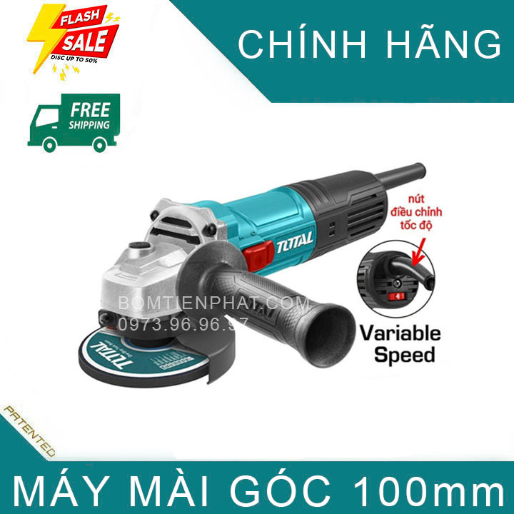 Máy mài góc cầm tay 100mm công suất lên đến 900W Chính hãng TOTAL, Cắt sắt, gỗ, inox, cắt đá TG109100565 công tắc ngang