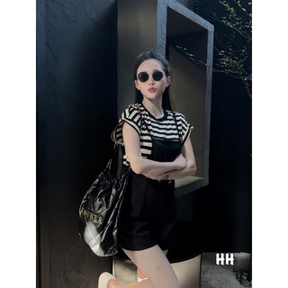 Set áo thun tăm mix yếm kaki