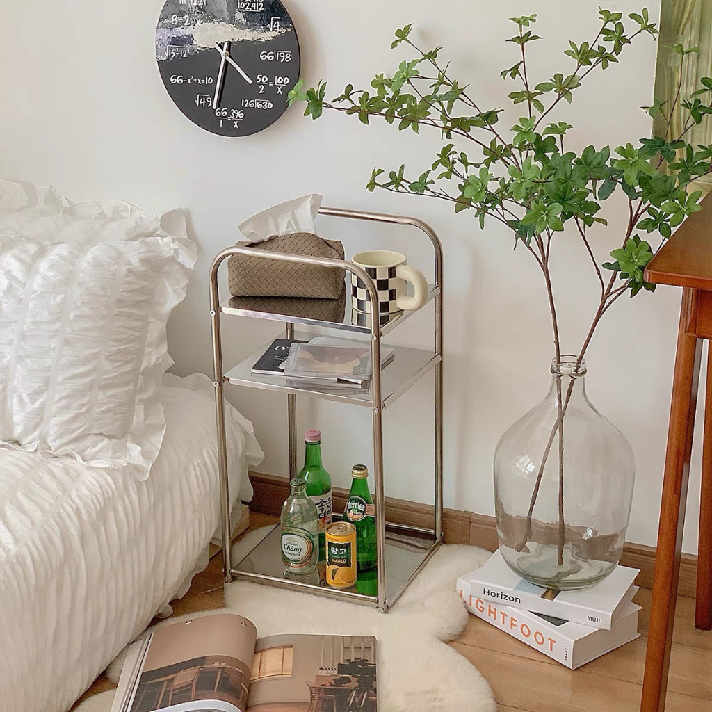 Kệ inox bày đồ cá nhân, mỹ phẩm, nước hoa, rượu bia, đơn giản mà không kém phần tinh tế