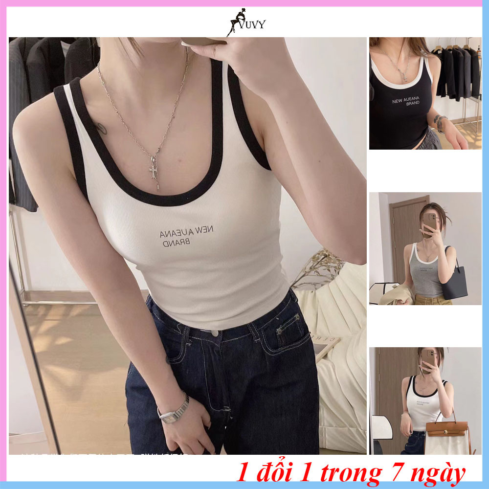 Áo ba lỗ nữ, áo croptop nữ vải bozip tăm hàn kiểu dáng ôm body, sát nách 3 màu VUVY4