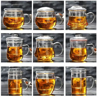 Ly lọc trà thủy tinh kèm lõi lọc trà, Cốc pha trà, Cốc lọc trà thủy tinh chịu nhiệt 300-400ml
