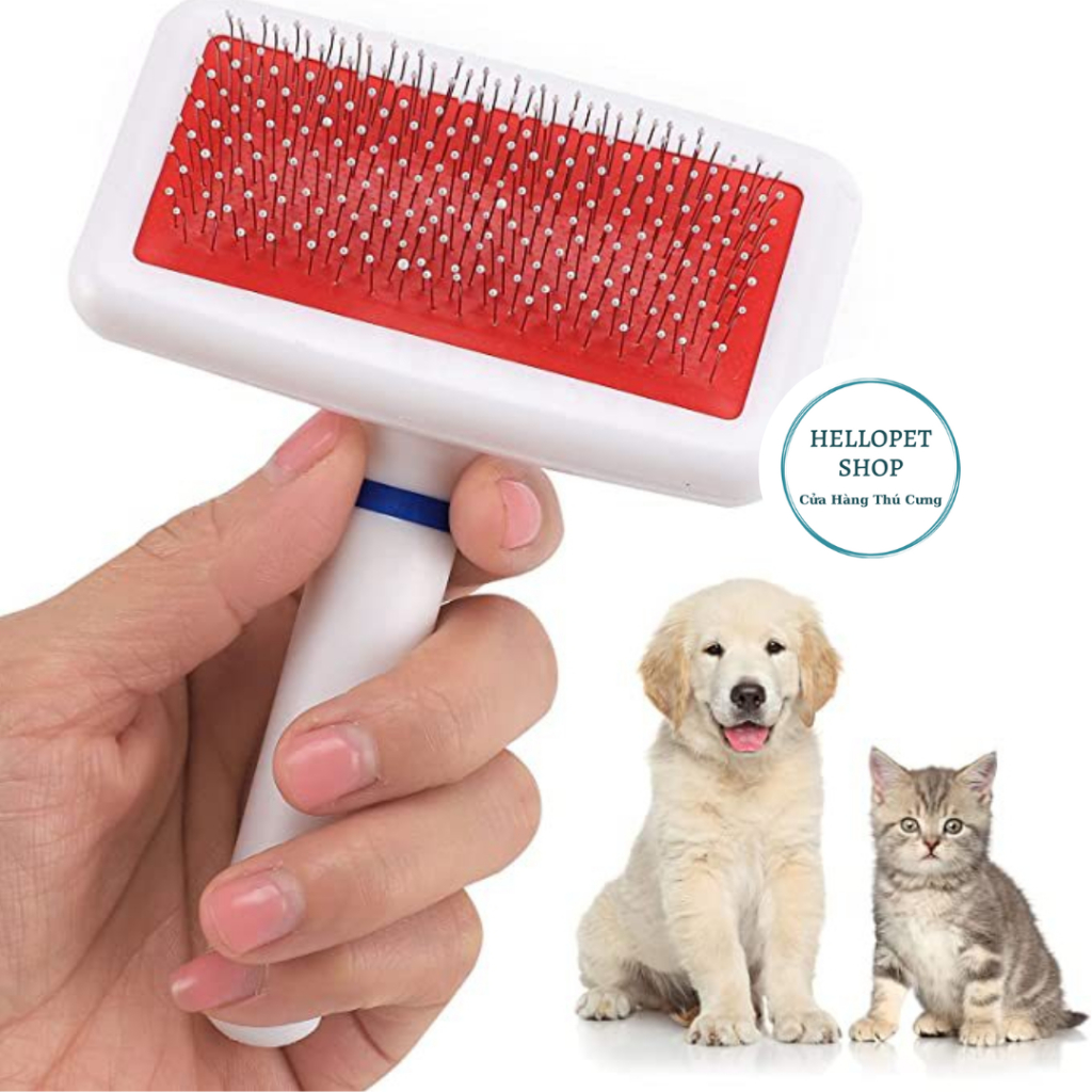 Lược chải lông chó mèo, thú cưng HELLOPET cao cấp, Lược răng tròn an toàn cho chó mèo H40