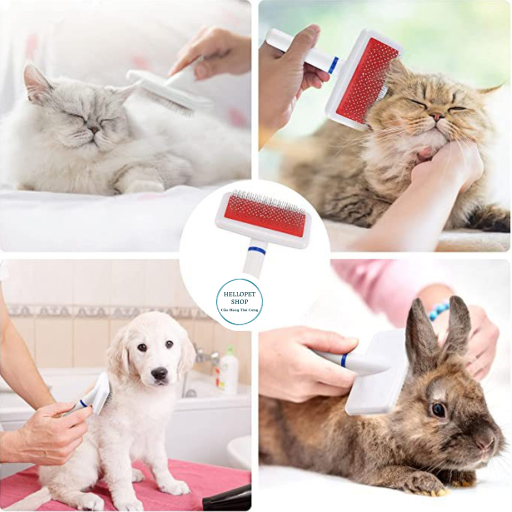 Lược chải lông chó mèo, thú cưng HELLOPET cao cấp, Lược răng tròn an toàn cho chó mèo H40