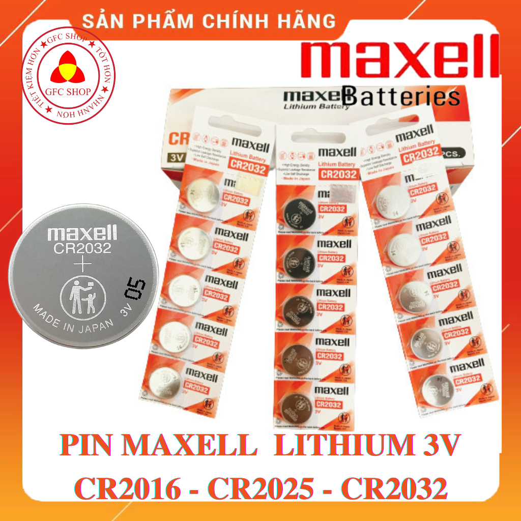 (Bán lẻ 1 viên - Chính hãng) Pin Lithium 3V Maxell CR2016 - CR2025 - CR2032 - Made in Japan - dùng cho Cmos, Remote,...