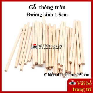 Thanh gỗ tròn, loại đẹp, bào nhẵn, đường kính 15mm, dài 10cm~150cm, gỗ thông tròn, phi 15