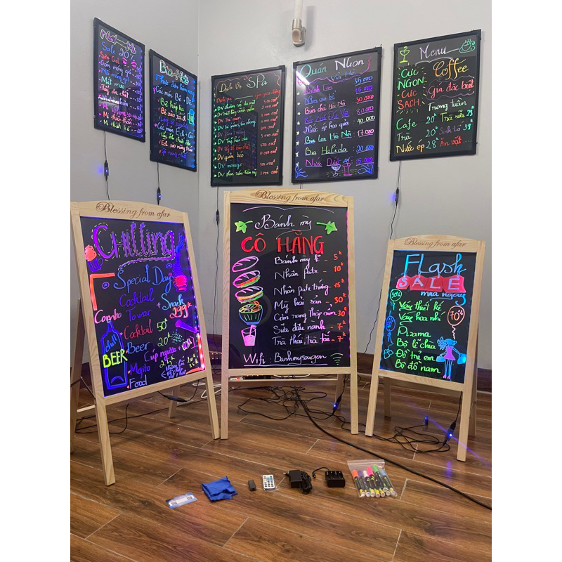 Bảng Led Huỳnh Quang khung gỗ 60x80cm, 50x70cm, 40x60cm