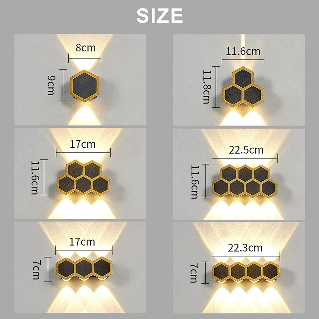 Đèn LED trang trí hắt tường lục giác hiện đại, đèn vách hành lang ngoại vi cao cấp