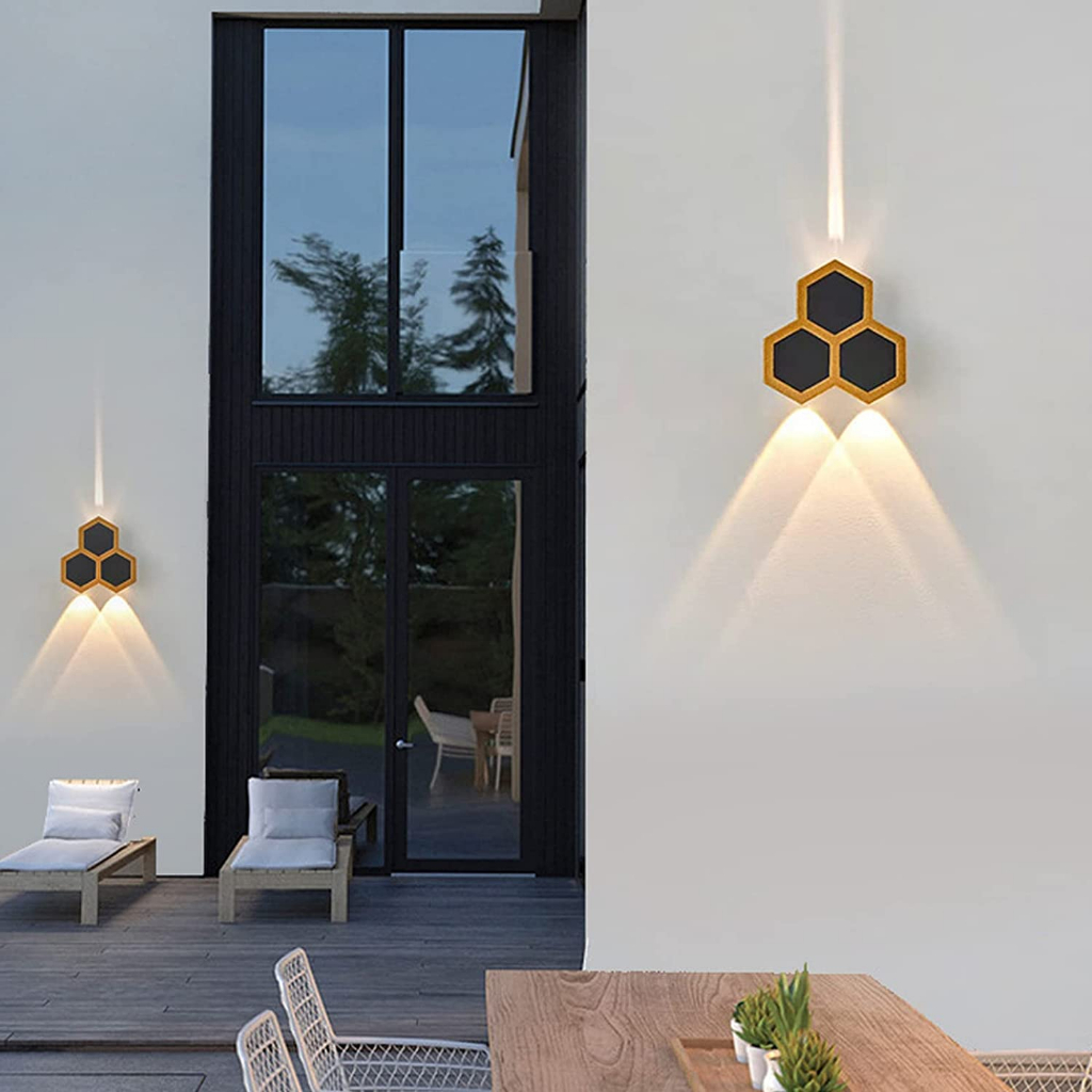 Đèn LED trang trí hắt tường lục giác hiện đại, đèn vách hành lang ngoại vi cao cấp