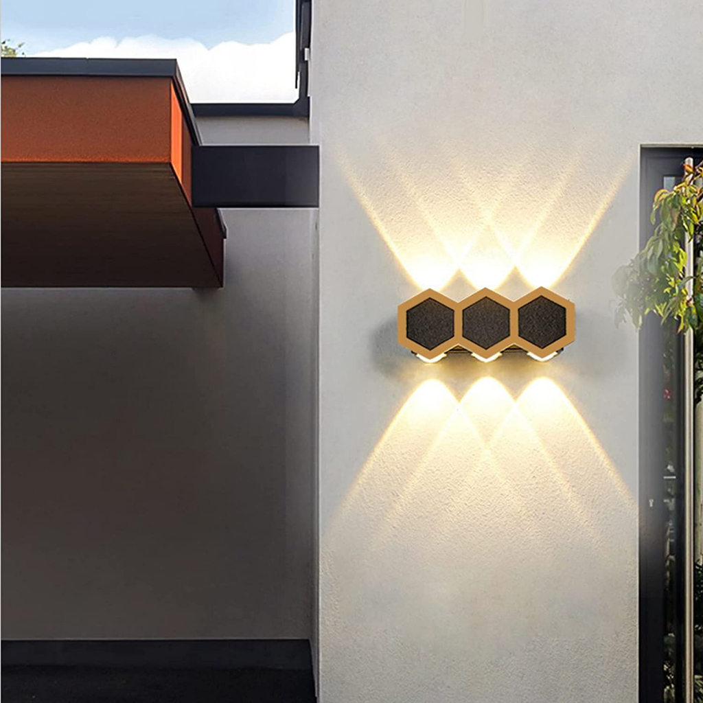 Đèn LED trang trí hắt tường lục giác hiện đại, đèn vách hành lang ngoại vi cao cấp