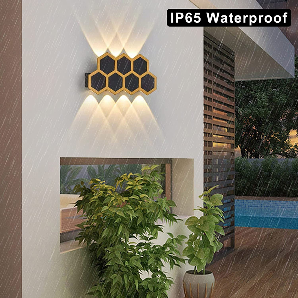 Đèn LED trang trí hắt tường lục giác hiện đại, đèn vách hành lang ngoại vi cao cấp