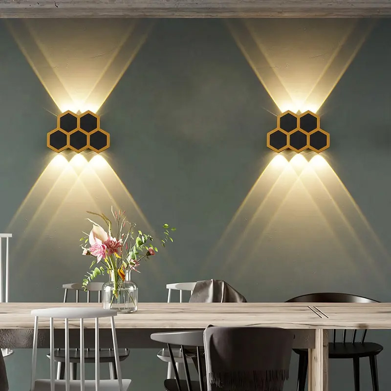 Đèn LED trang trí hắt tường lục giác hiện đại, đèn vách hành lang ngoại vi cao cấp