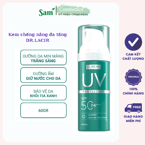 Kem chống nắng đa tầng giúp chống nắng,dưỡng trắng da, SPF 50PA+++ Uv Protection Ylabcos DR.LACIR Hộp 60g, samcosmetics