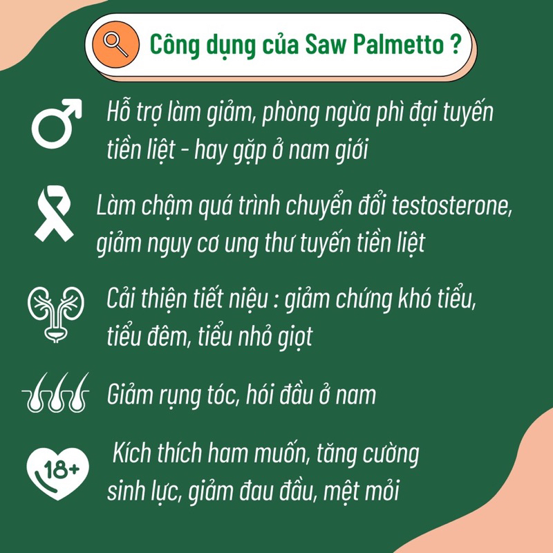Hỗ trợ đường tiết niệu và tuyến tiền liệt Saw Palmetto 450 mg Puritan’s Pride