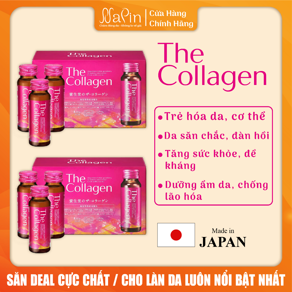 Nước uống collagen Shiseido The Collagen & Pure White làm đẹp da cải thiện sức khỏe hộp 10chai x 50ml | BigBuy360 - bigbuy360.vn
