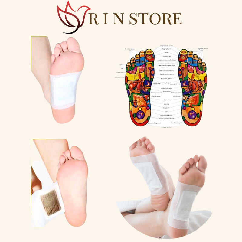 Miếng Dán Thải Độc Chân Nhật Bản Kinoki Detox Foot Patch Giúp Thư Giãn Ấm Lòng Bàn Chân Giảm Nhức Tiện Lợi Mỏi RIN