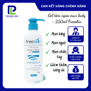 Gel tắm giảm mụn thâm mụn lưng freeskin, ngừa mụn lưng, mông, body mờ thâm dưỡng trắng da 250ml