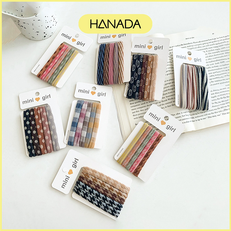 Dây Cột Tóc Cao Su Đàn Hồi Dày Phong Cách Vintage Hanada K16-T013 1 DÂY LẺ