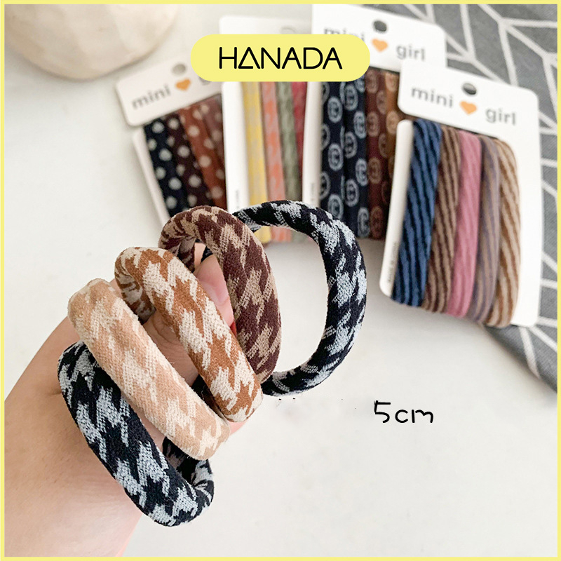 Dây Cột Tóc Cao Su Đàn Hồi Dày Phong Cách Vintage Hanada K16-T013 1 DÂY LẺ