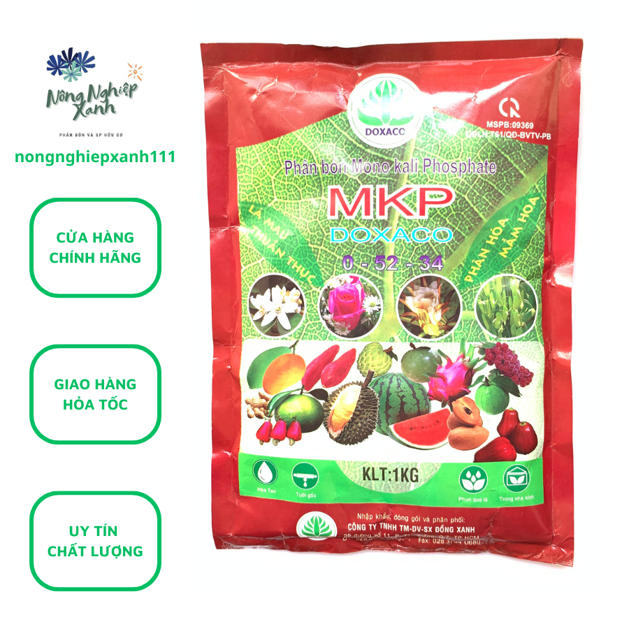 Phân bón MKP từ Israel 0-52-34 gói 1kg Mono Kali Phosphate, hạ phèn cực mạnh