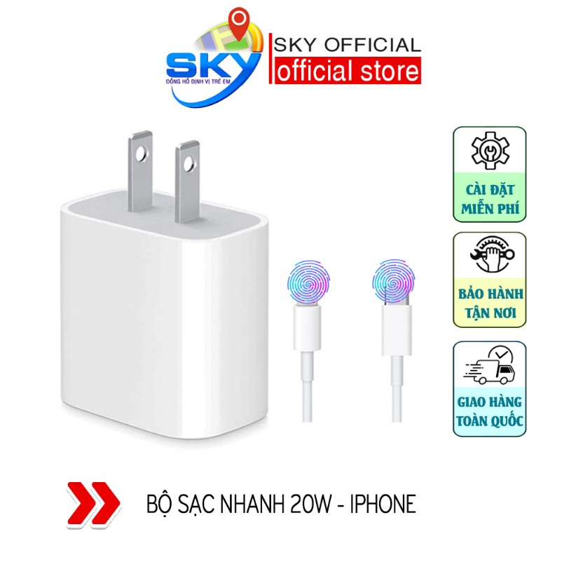 Combo Bộ Sạc Nhanh 20W,Củ Sạc Nhanh PD 20W,Cáp Sạc Nhanh USB-C Bảo Hành ĐỔI MỚI - CHÍNH HÃNG SKYONE