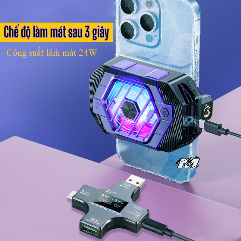 Quạt tản nhiệt X65 siêu sò lạnh điện thoại 27w tặng kèm 4 bao tay chơi gaming lướt nhạy.